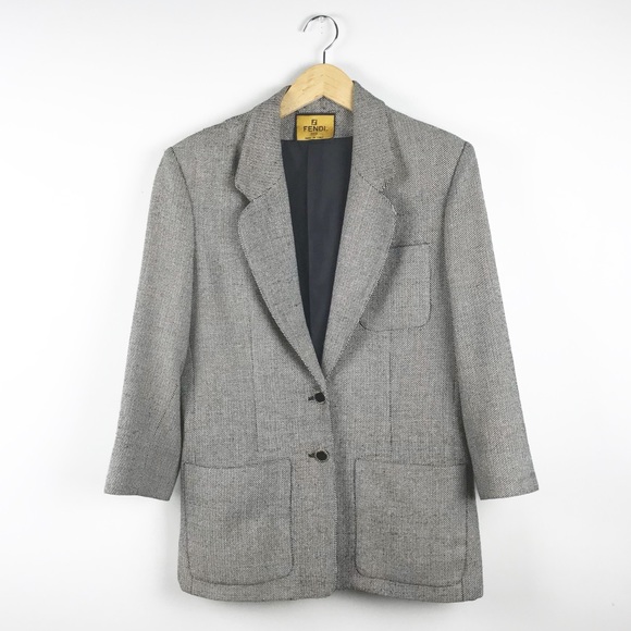 Fendi Jackets & Blazers - Fendi Vintage Black White Tweed Jacket Size 8